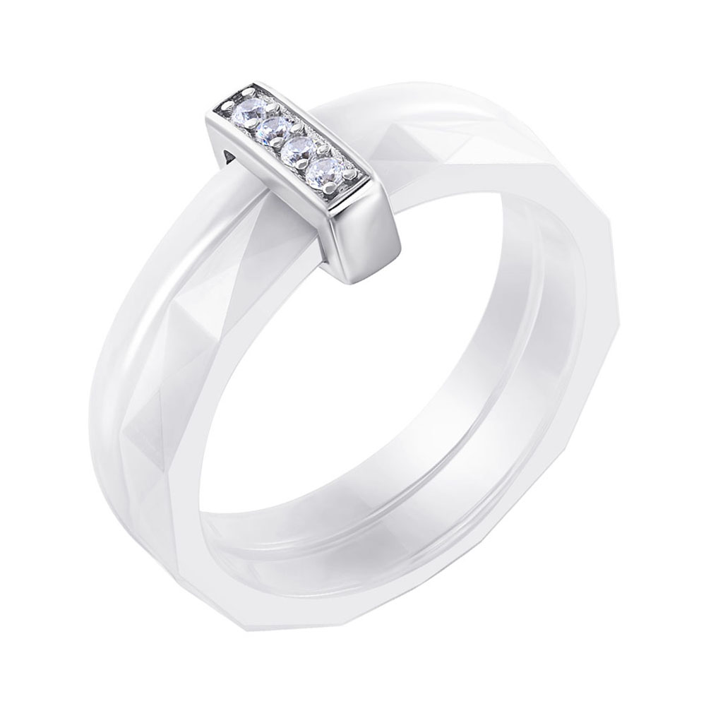 

Кольцо из керамики и серебра с фианитами 000141175 16.5 размера