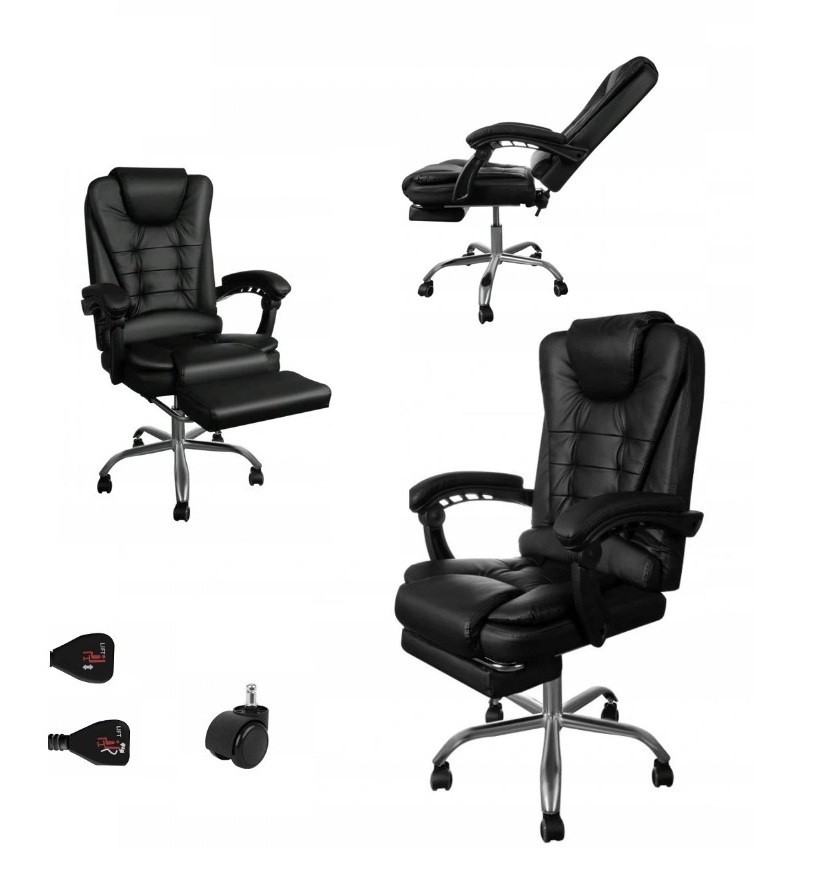 Кресло офисное с подставкой для ног эко кожа Malatec черный 16224 ...