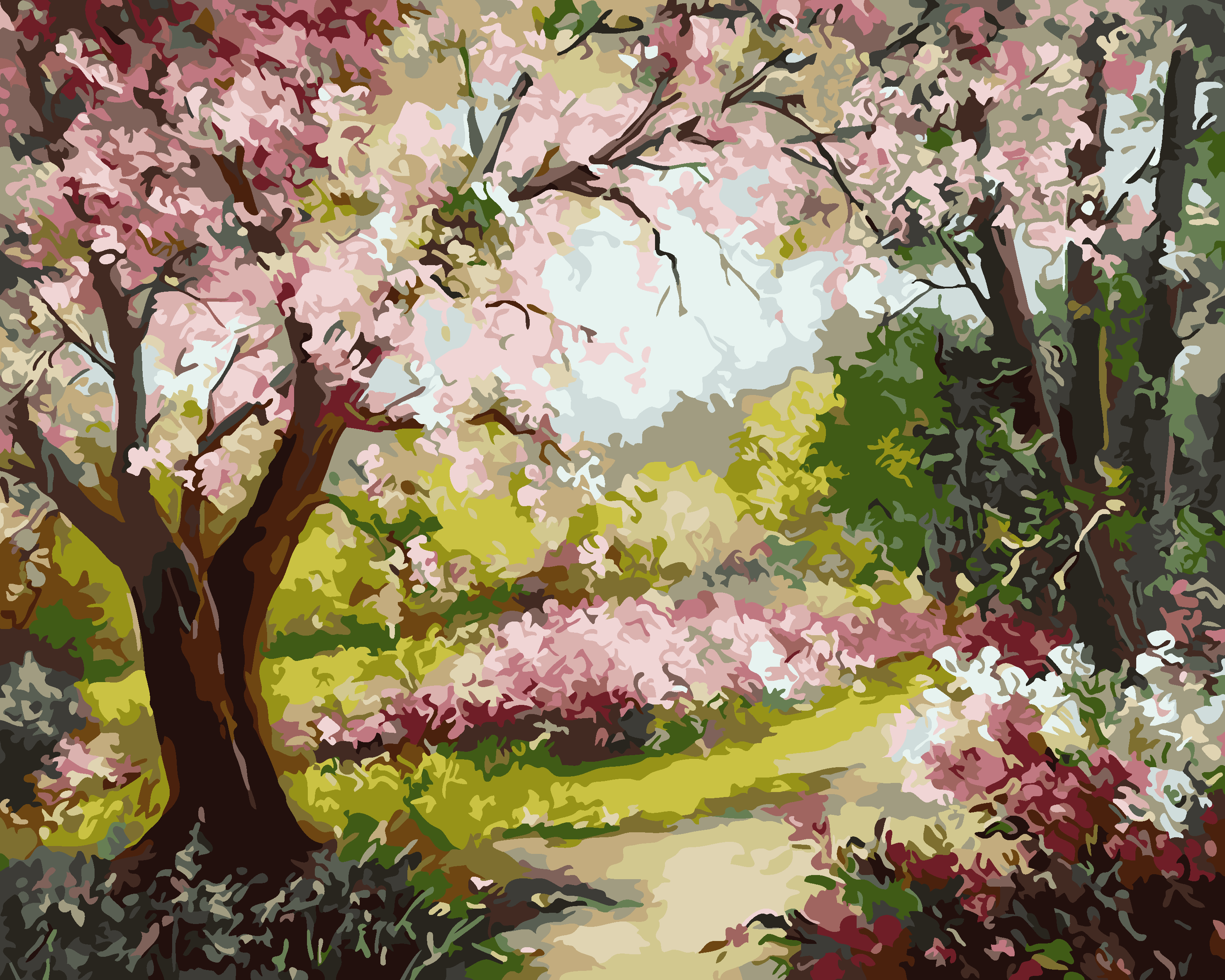 Весна цветущие деревья живопись