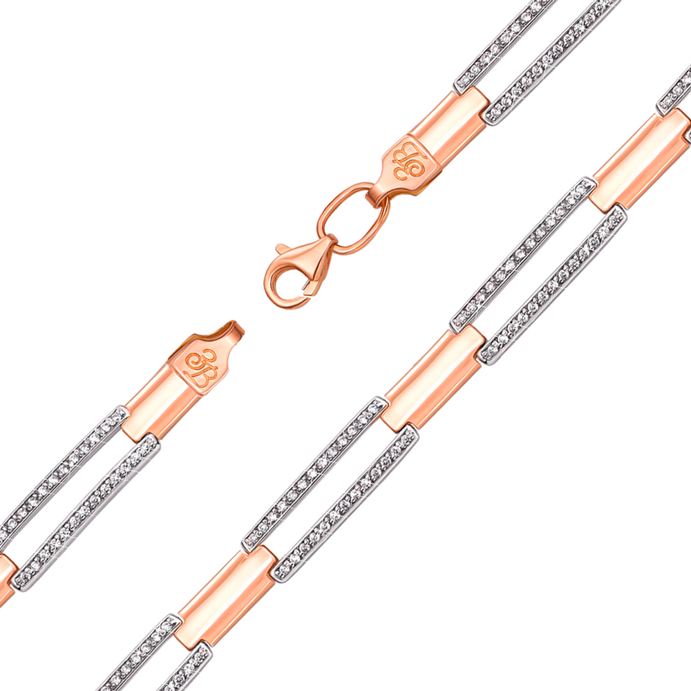 

Браслет в комбинированном цвете золота с фианитами 000134515 19.5 размера