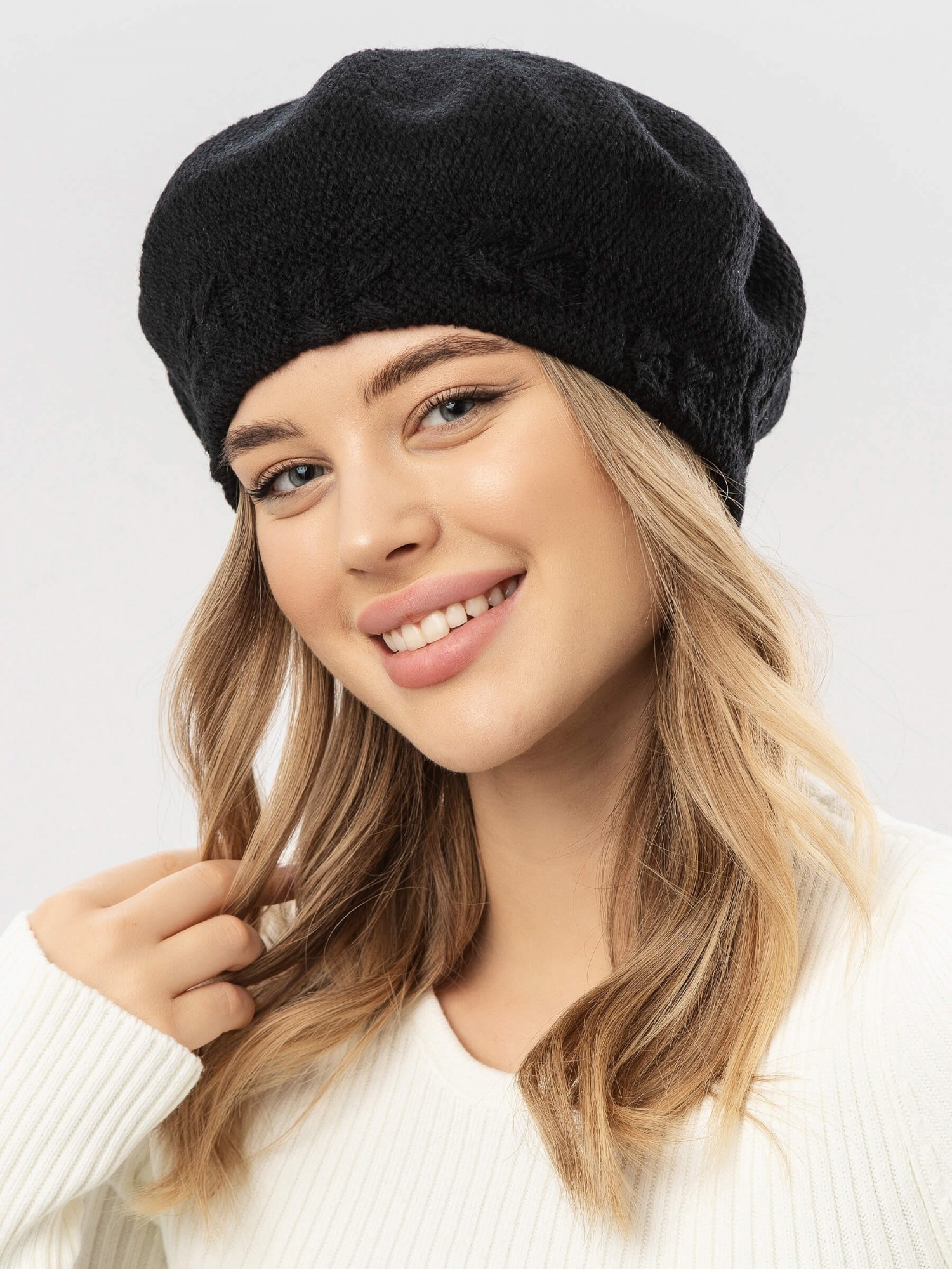 

Берет двойной шерстяной женский W-Luxury 9294S-09 56см-58см Черный