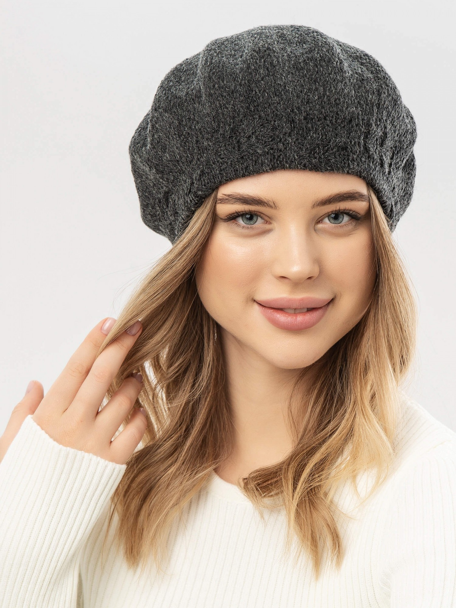 

Берет двойной шерстяной женский W-Luxury 9294S-94 56см-58см Графитовый
