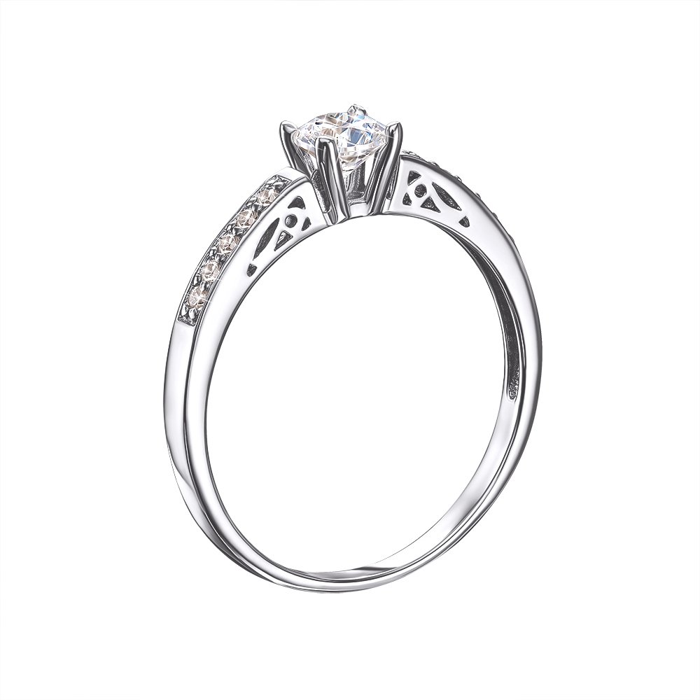 

Золотое кольцо Беатриче в белом цвете с фианитами S Zirconia и узорами 000128108 16.5 размера