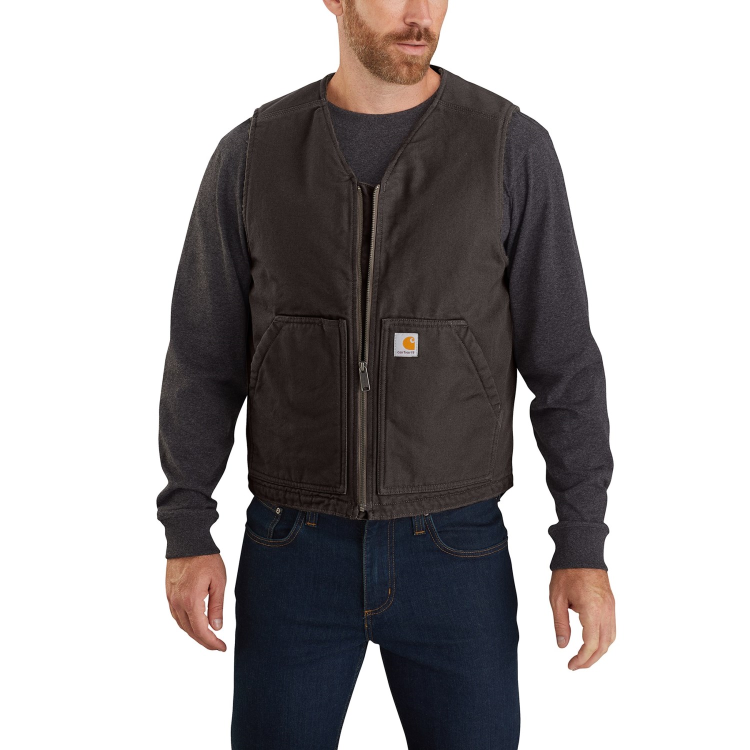 

Жилет Carhartt 104394 Washed Duck Sherpa-Lined Vest - Factory Seconds (For Big and Tall Men) Dark Brown, XXXL (54)