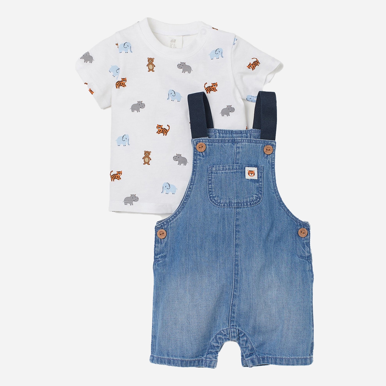 

Комплект (футболка + полукомбинезон) H&M 879283b39 74 см Синий