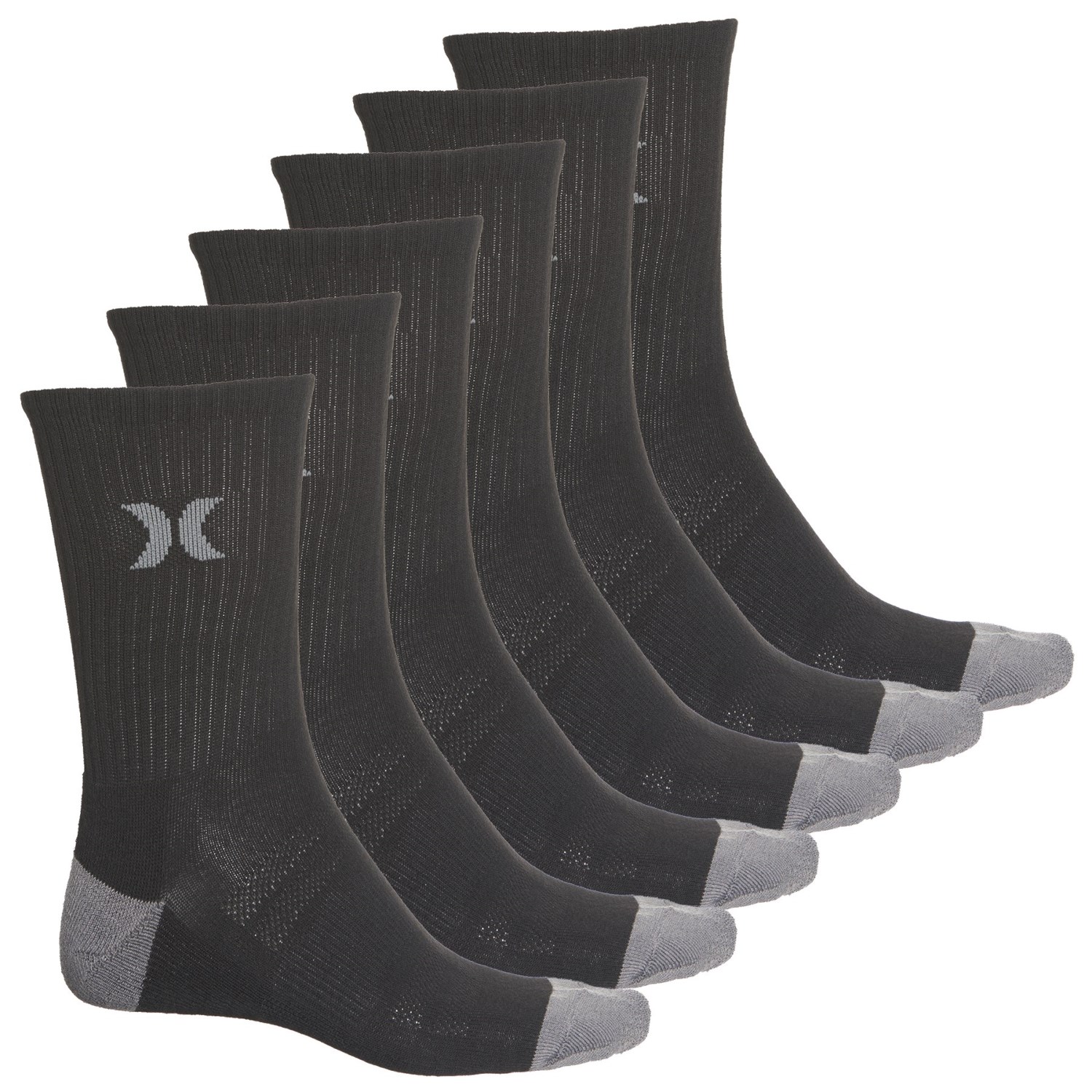 

Носки Hurley Half Cushion Side Logo - 6-Pack, Crew Black, L (48)