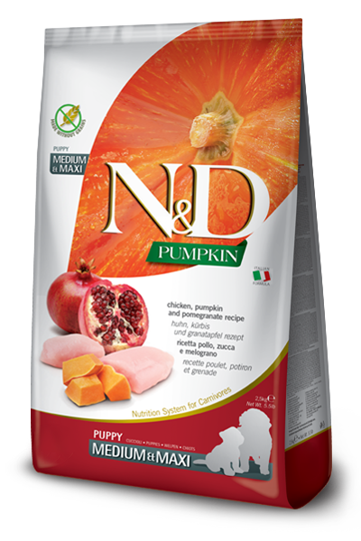 

Farmina (Фармина) N&D GRAIN FREE PUMPKIN DOG CHICKEN & POMEGRANATE PUPPY MEDIUM MAXI 2,5 KGБеззерновой сухой корм для щенков среднихи и крупных пород (тыква/курица/гранат), 2,5 кг