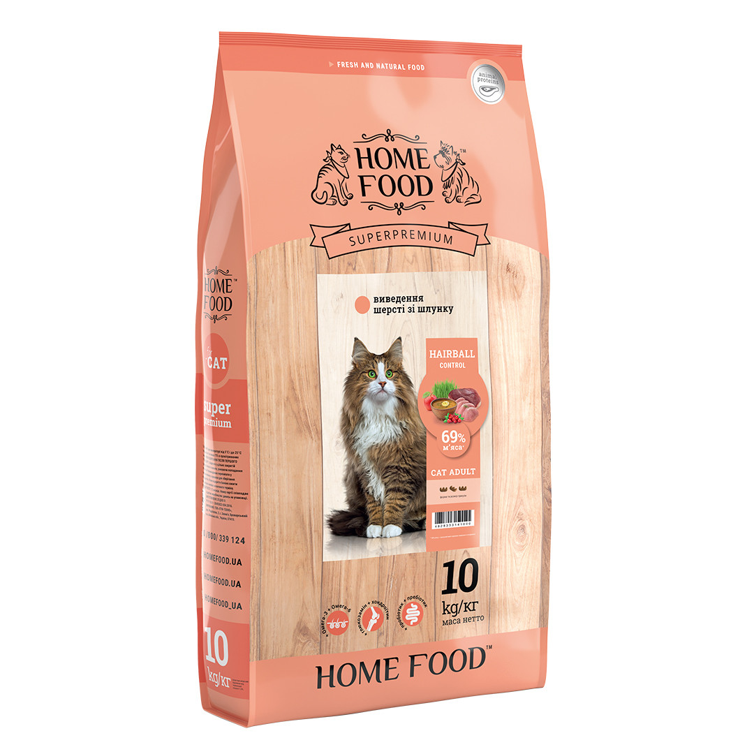 

Home food, корм для выведение шерсти из желудка «Hairball Control», 10 кг
