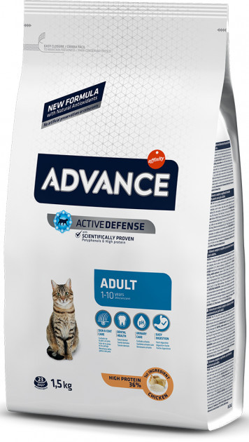 

Advance Cat Chicken & Rice, для взрослых котов с курицей и рисом, 1.5 кг.