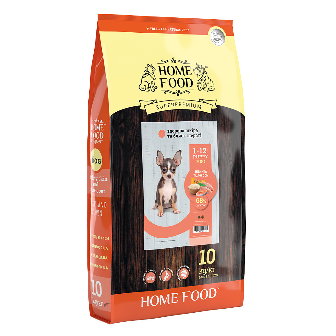 

Home Food, корм для щенков мини пород «Индейка и лосось», 10 кг