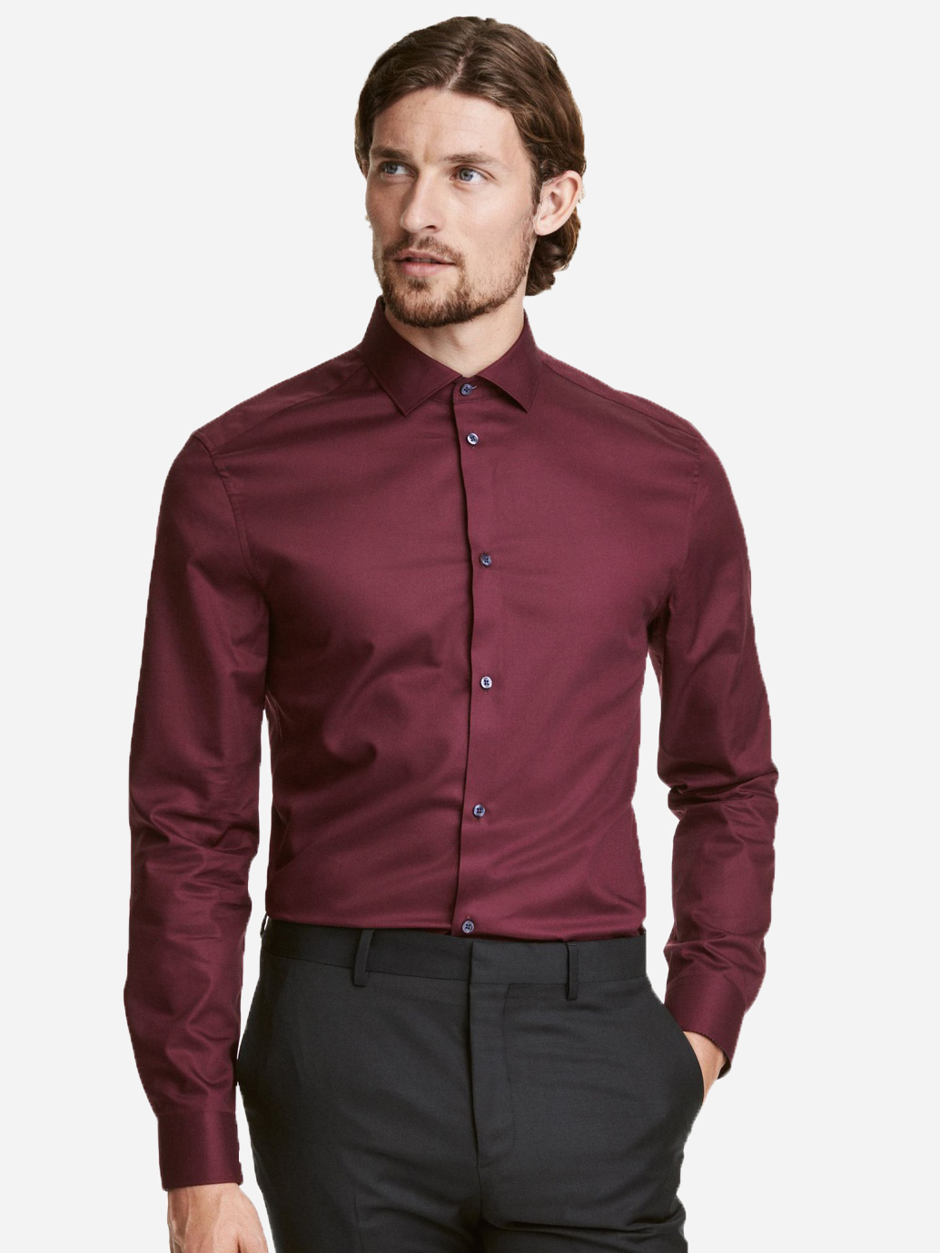 

Рубашка H&M 395127  Бордовая, Рубашка H&M 395127 S Бордовая
