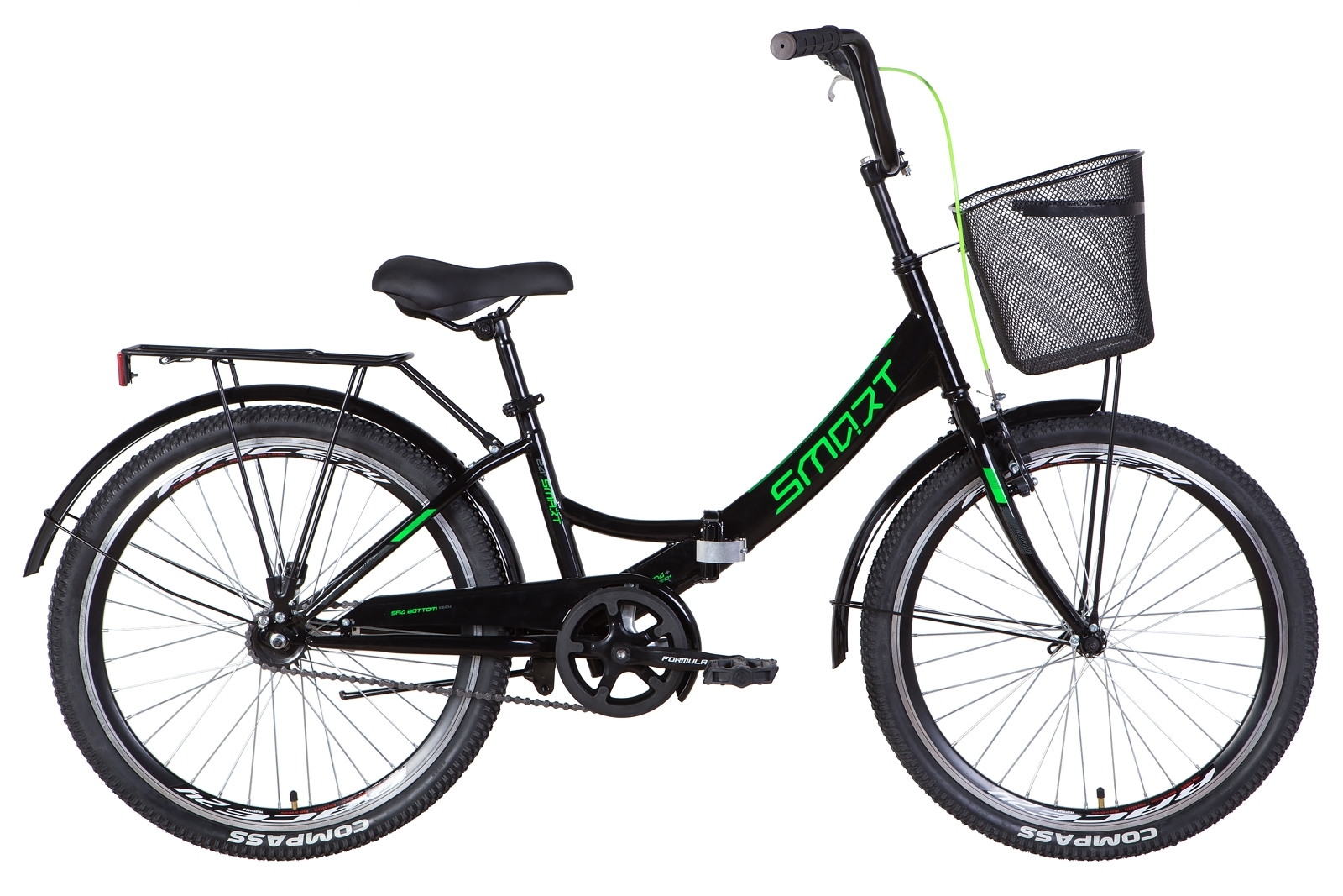 

Велосипед ST 24" Formula SMART Vbr с багажником зад St, с крылом St, с корзиной St 2022 (черно-зеленый ) Formula OPS-FR-24-373