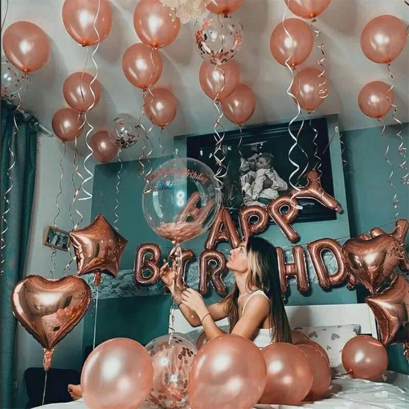 

Набор шаров для композиции Happy Birthday Розовое золото