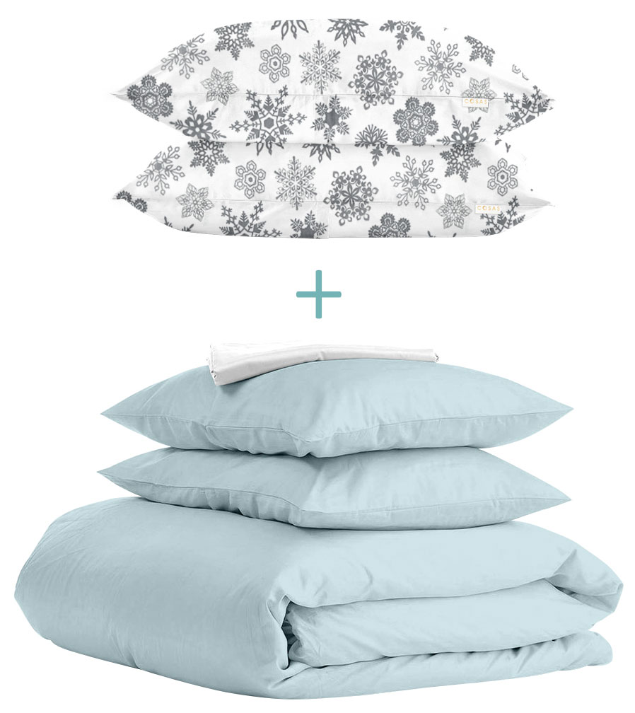 

Комплект Cosas Ranfors Light Blue + подарок наволочки 2 шт Snowflakes Grey