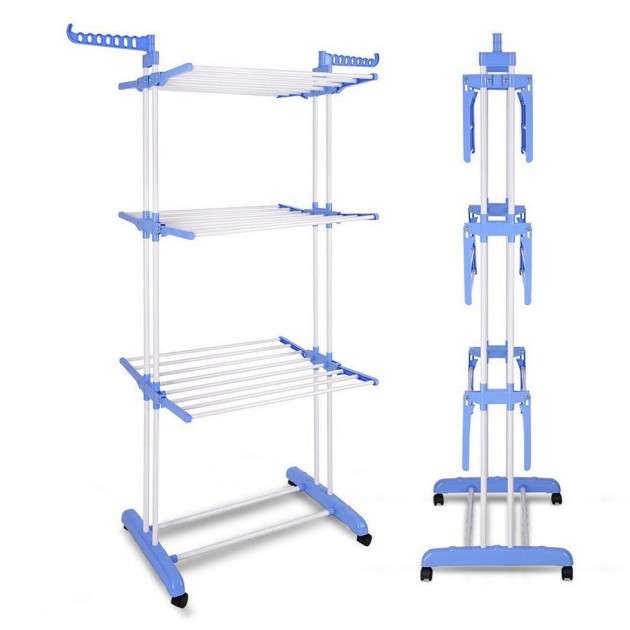 

Напольная сушилка GARMENT RACK ST 529/5959 для вещей складная металлическая на 3 яруса 73х64х173 см Белая