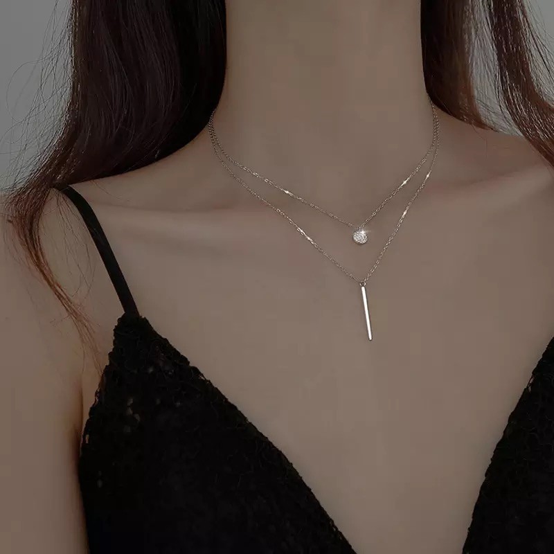 

Цепочка двухслойная серебряная с цирконами 925 проба