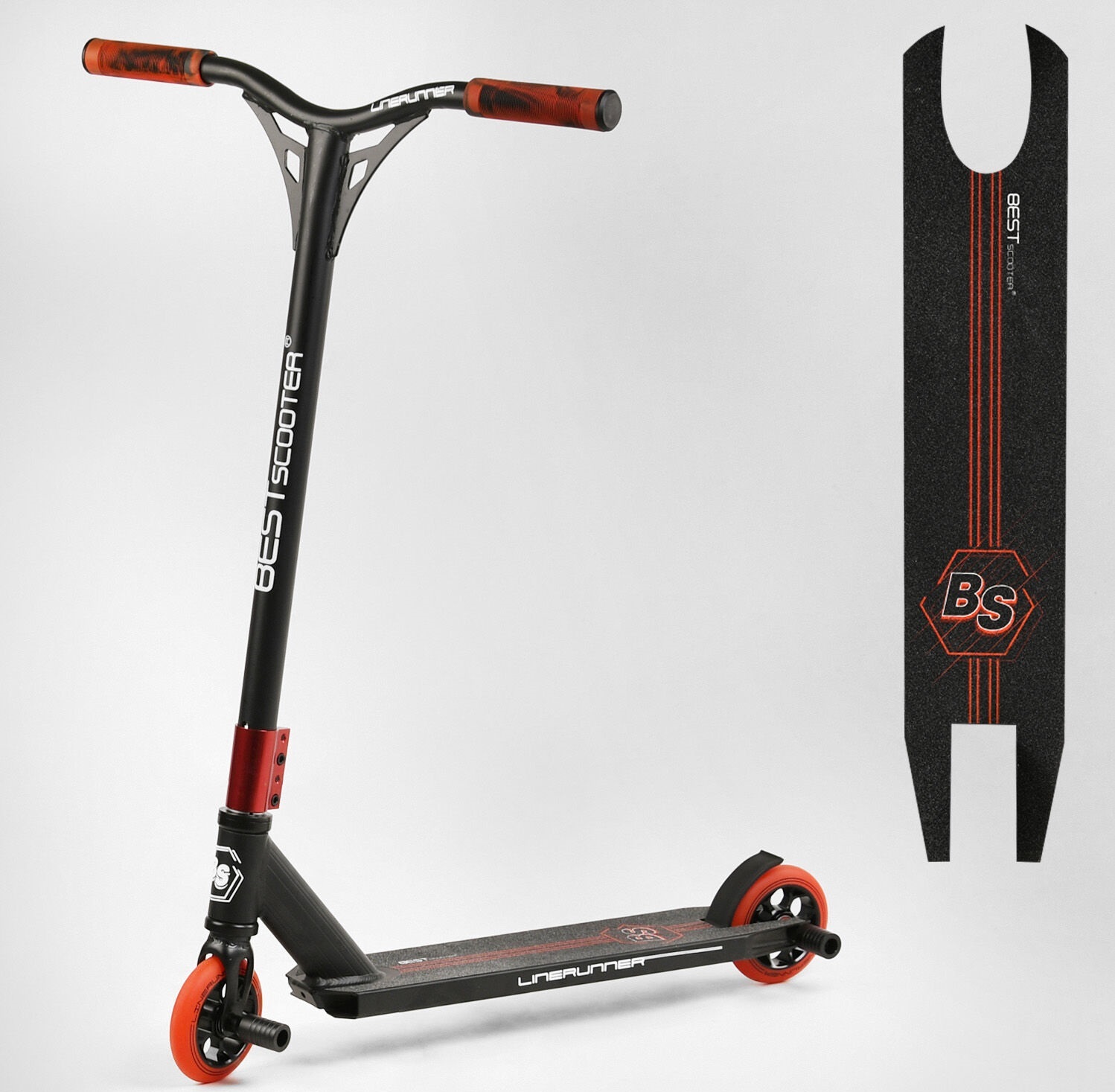 

Самокат трюковый Best Scooter HIC-система, с пеги LR-10140 Black-Orange (LR-10140)