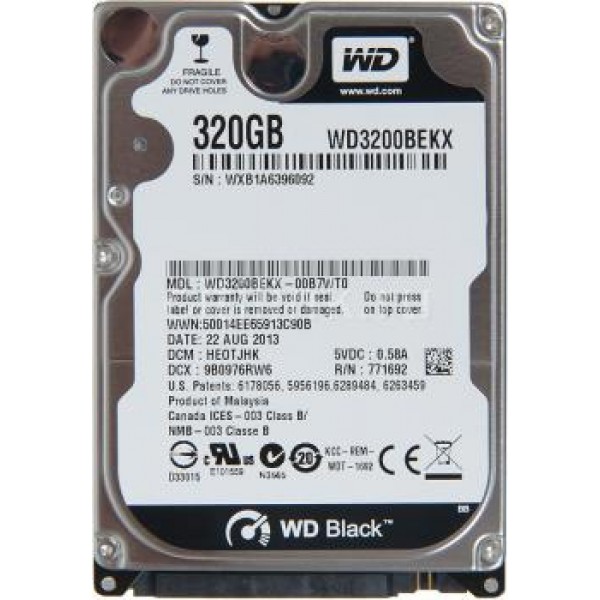 

HDD 2.5" SATA 320Gb WD, 16Mb, 7200rpm, Black (WD3200BEKX)