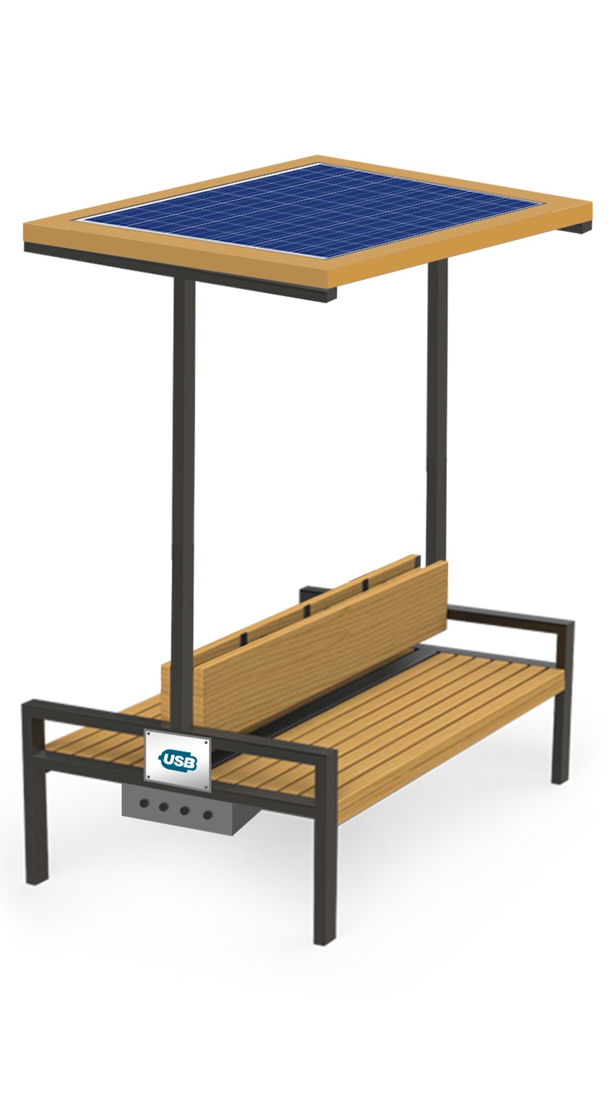 

Двойная скамейка парковая с солнечной панелью Solar panel bench