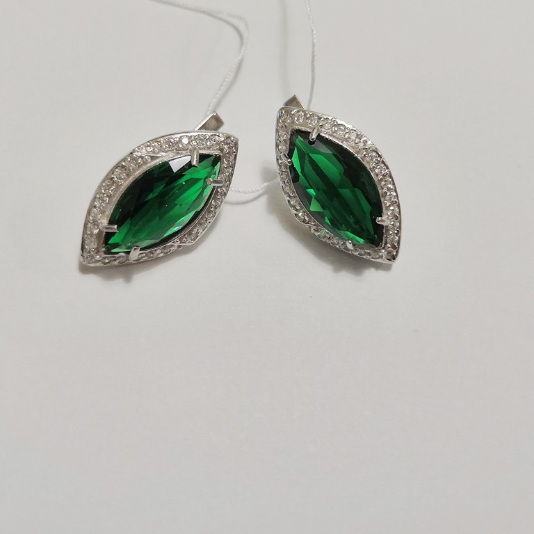 

Серьги из серебра родированные с зеленым цирконием Реди, 7284.10
