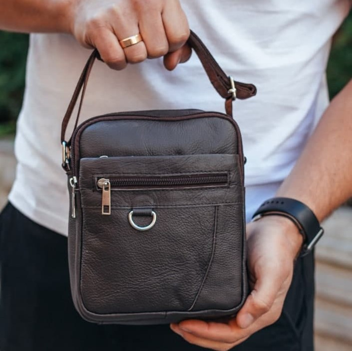 

Мужская кожаная сумка месенджер Tiding Bag 1379-NM 18 x 22 x 5 Коричневый