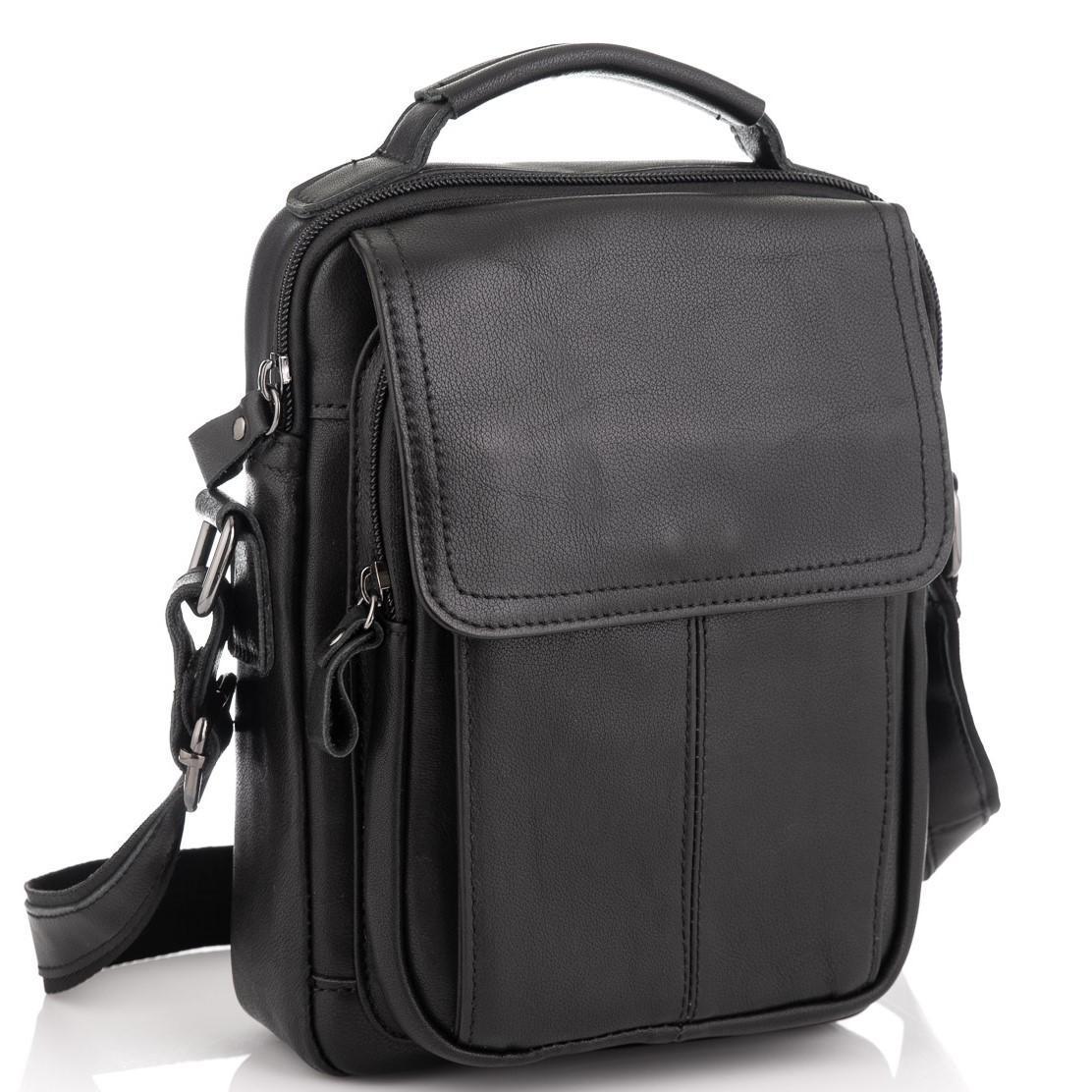 

Мужская кожаная сумка месенджер Tiding Bag 130111-NM 18 x 22 x 5 Черный