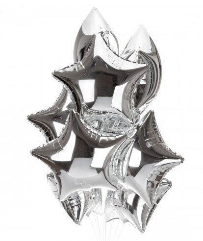 

Букет шаров Звезды серебро 8 шт. ГЕЛИЙ 260318-509