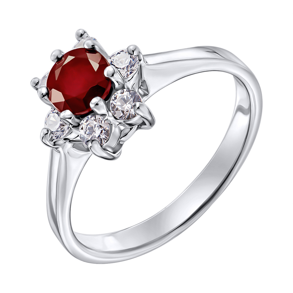 

Серебряное кольцо с гранатом и фианитами 000133812 16 размера