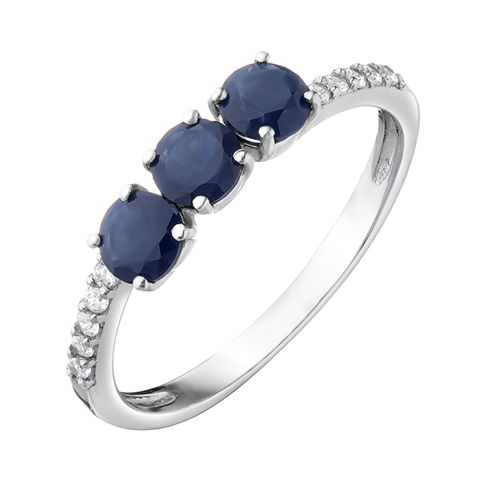

Серебряное кольцо с наносапфирами и фианитами 000063341 16.5 размера