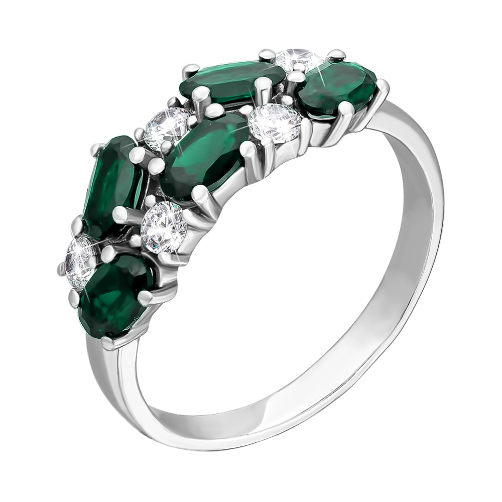 

Серебряное кольцо с агатом и фианитами 000134667 17 размера