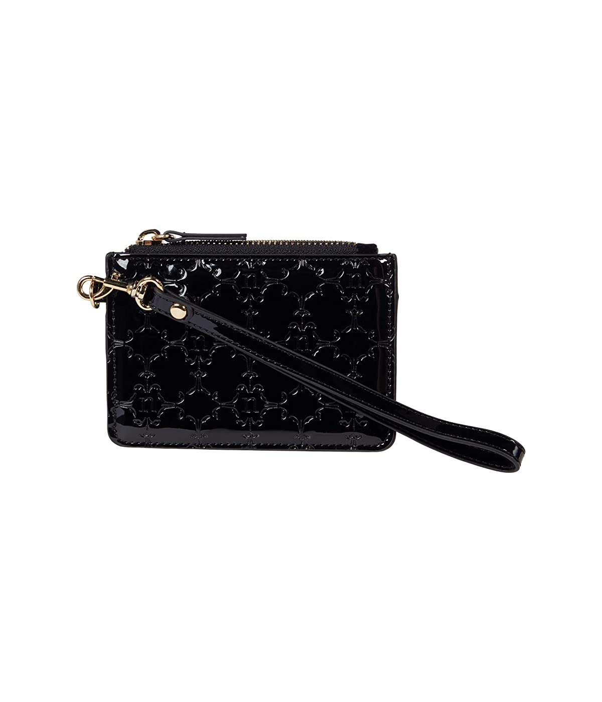 

Кошелек Nanette Lepore Top Zip Card Case Wristlet Strap Black Patent, Универсальный