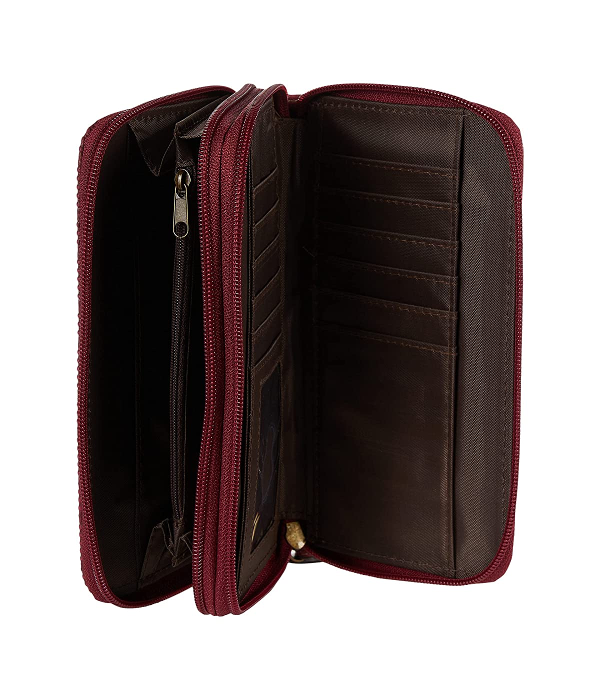 

Кошелек b.o.c. Carlston Scallop Double Zip Around Wallet Burgundy, Универсальный