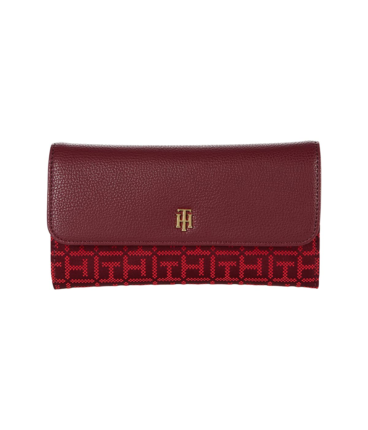

Кошелек Tommy Hilfiger Parker II Flap Accordion Wallet - Square Monogram Jacquard Deep Rouge/Primary Red, Универсальный