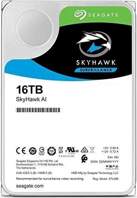 

Жесткий диск HDD SATA 16 TB Seagate SkyHawk AI Surveillance 7200rpm 256MB (ST16000VE002)