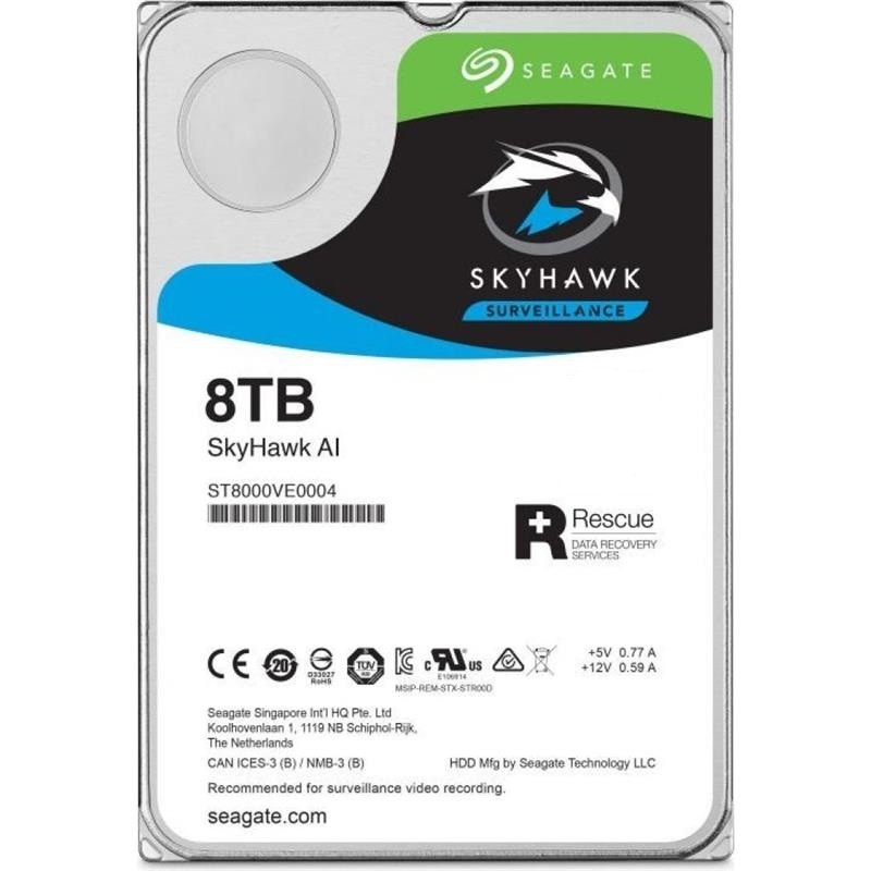

Жесткий диск HDD SATA 8 TB Seagate SkyHawk AI Surveillance 7200rpm 256MB (ST8000VE001)