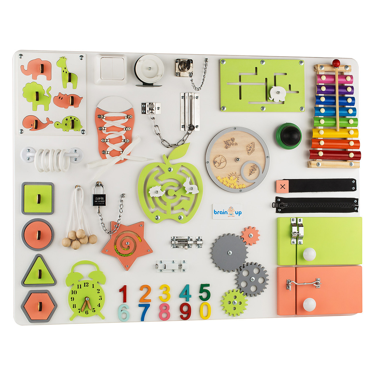 

Бизиборд BrainUp Smart Busy Board настольная развивающая игра доска из 35 деталей XL60*80см