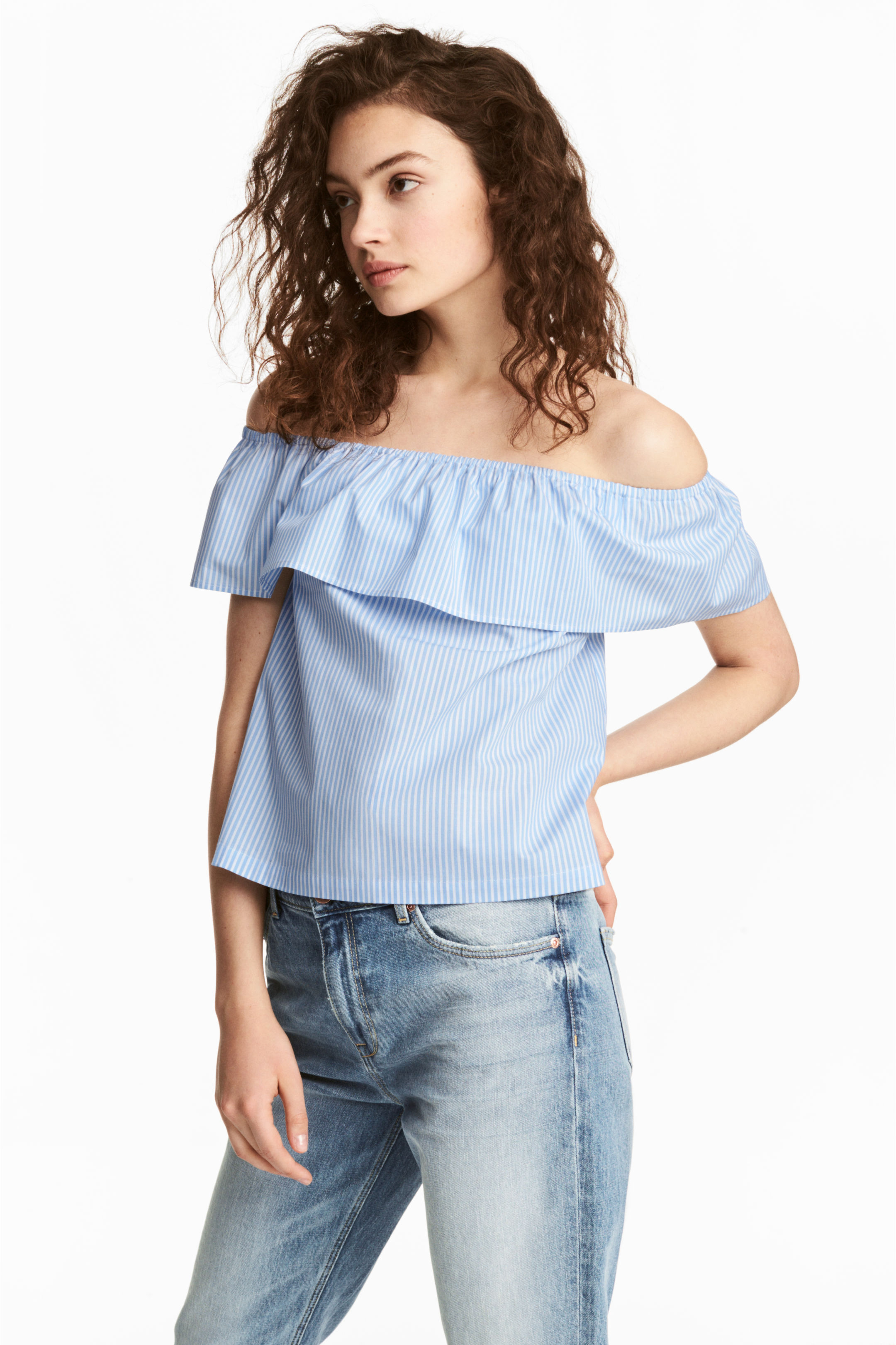 

Блуза H&M  голубой полоска 4785926, Блуза H&M 32 голубой полоска 4785926