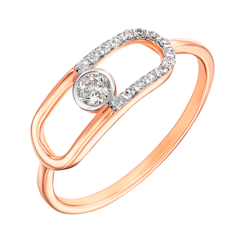 

Золотое кольцо в комбинированном цвете с фианитами 000146871 17.5 размера