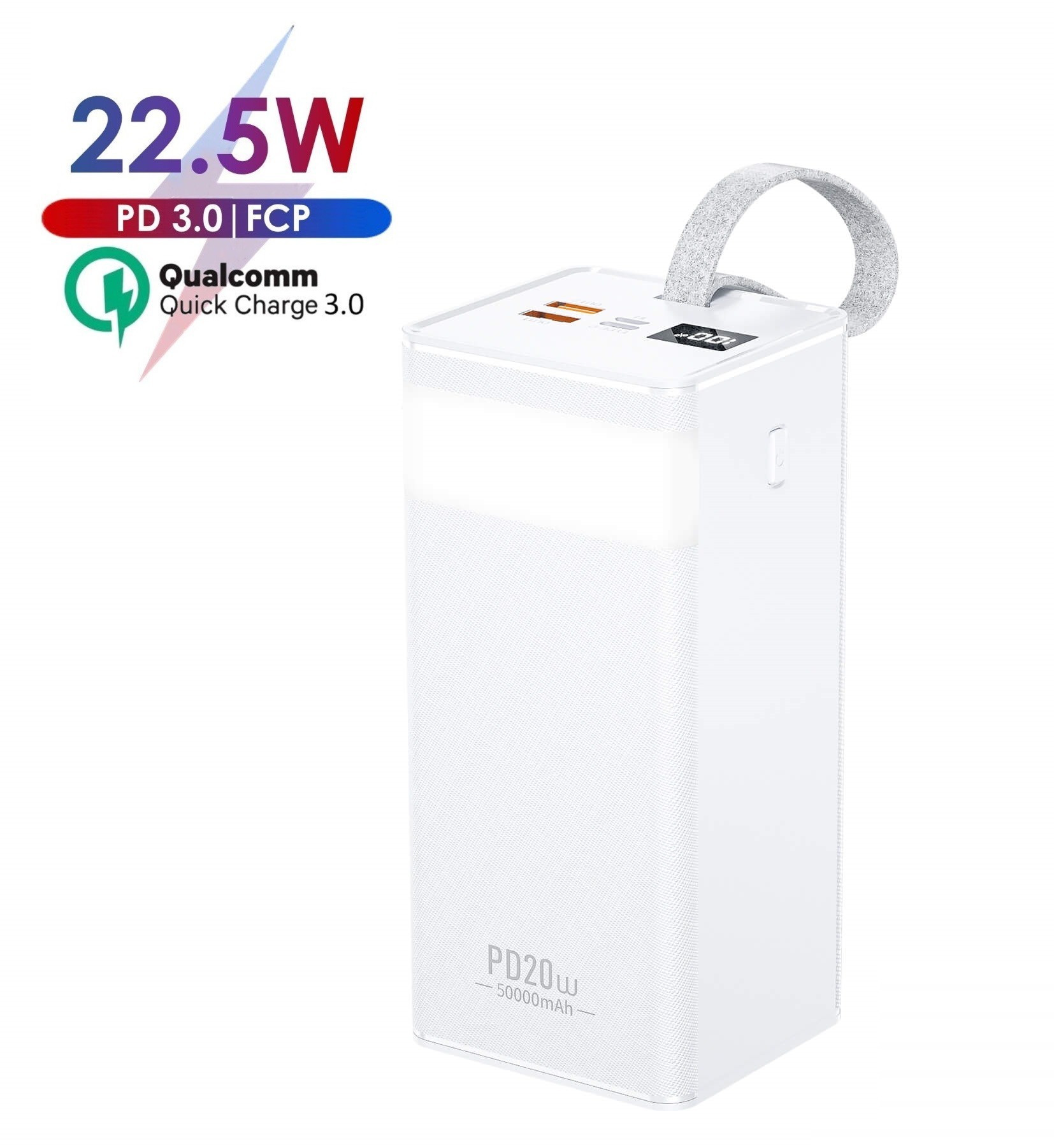 

Павербанк WK 50000mAh Fast Charging with Digital Display|2xUSB/1xType-C, 22.5W/5A, PD/SCP/QC|