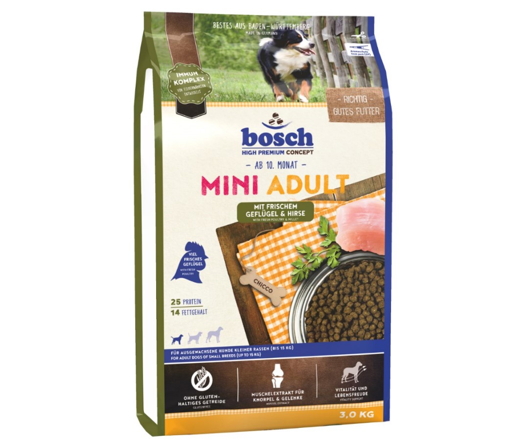 

Сухой корм для собак малых пород, с птицей и просом Bosch Mini Adult Poultry & Millet 3 кг Bosch BGL-BO-19