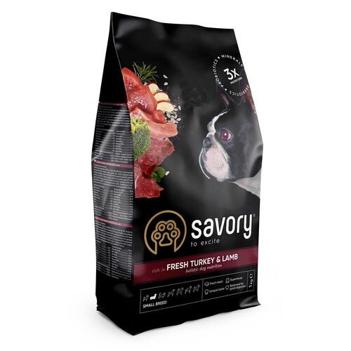 

Сухой корм из свежего мяса индейки и ягненка для маленьких пород собак Savory Fresh Turkey & Lamb Adult Small Breeds 1 кг Savory BGL-SV-24
