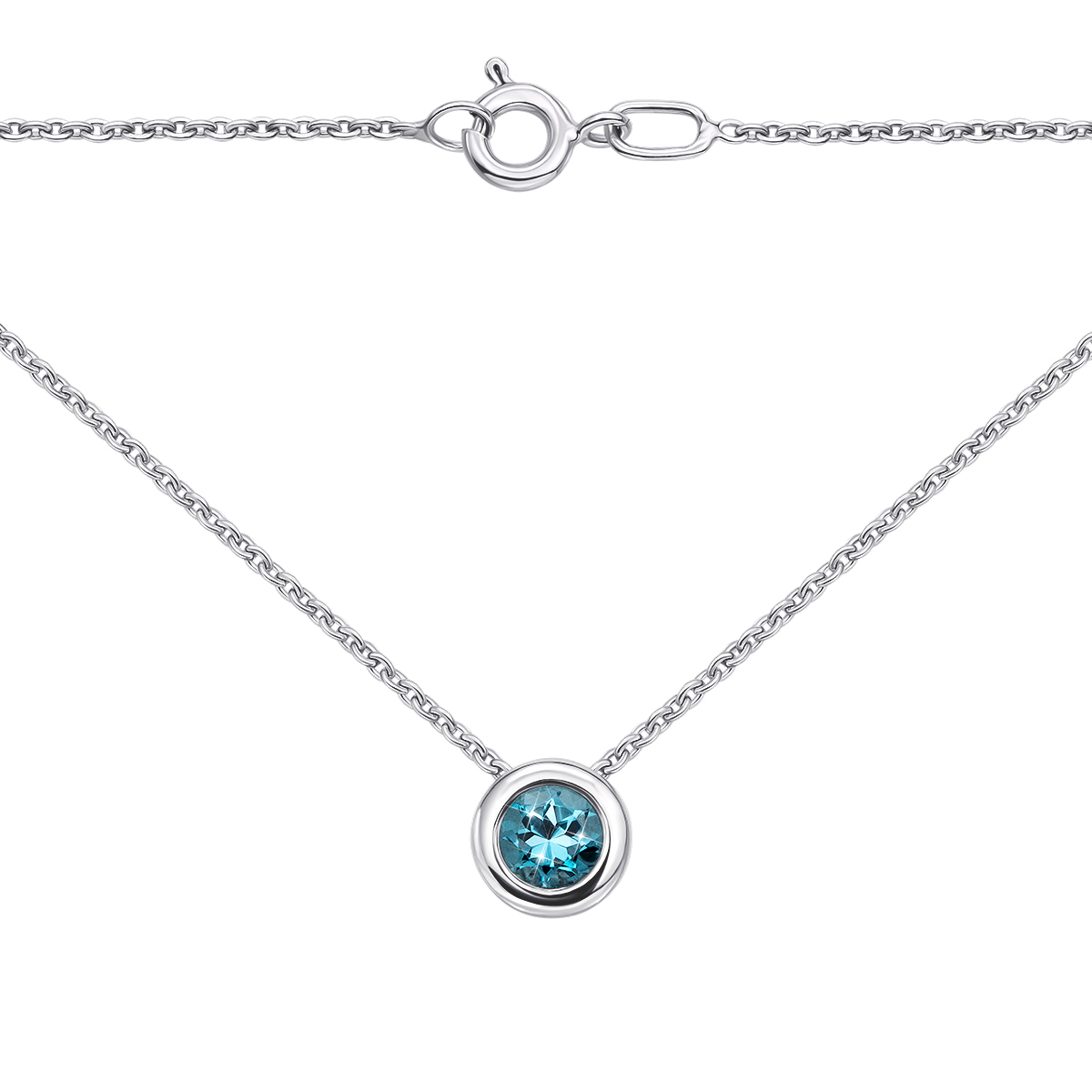 

Колье из белого золота с голубым топазом 000104246 38 размера