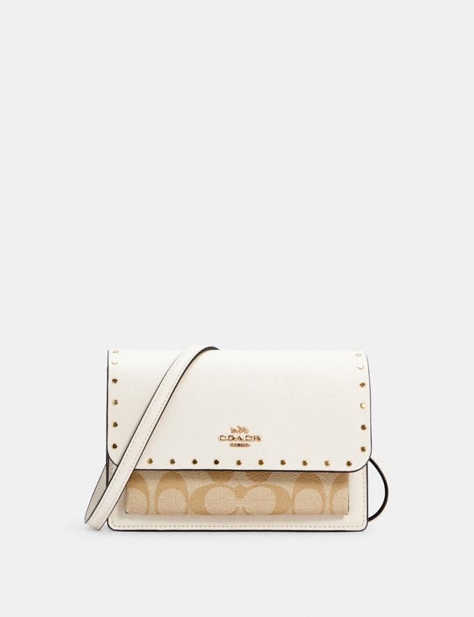 

Coach Foldover Belt Bag In Signature Canvas With Rivets