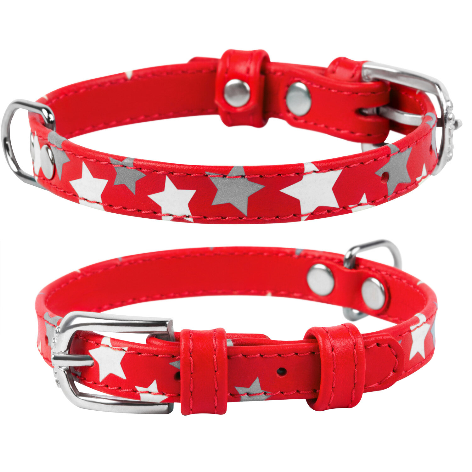 

Светоотражающий ошейник для собак с узором Звёздочка красный GLAMOUR WAUDOG ш. 15 мм, дл. 27-36 см WAUDOG BGL-WD-2361