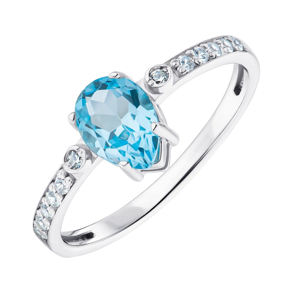 

Серебряное кольцо с топазом и фианитами 000137846 19 размера