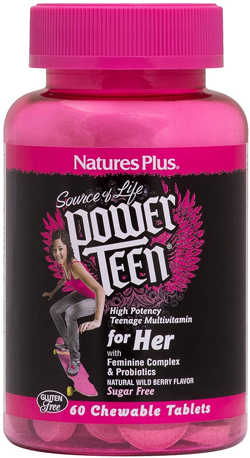 

Мультивитамины Nature's Plus Power Teen для девушек вкус Лесных ягод 60 жевательных таблеток (97467300040)