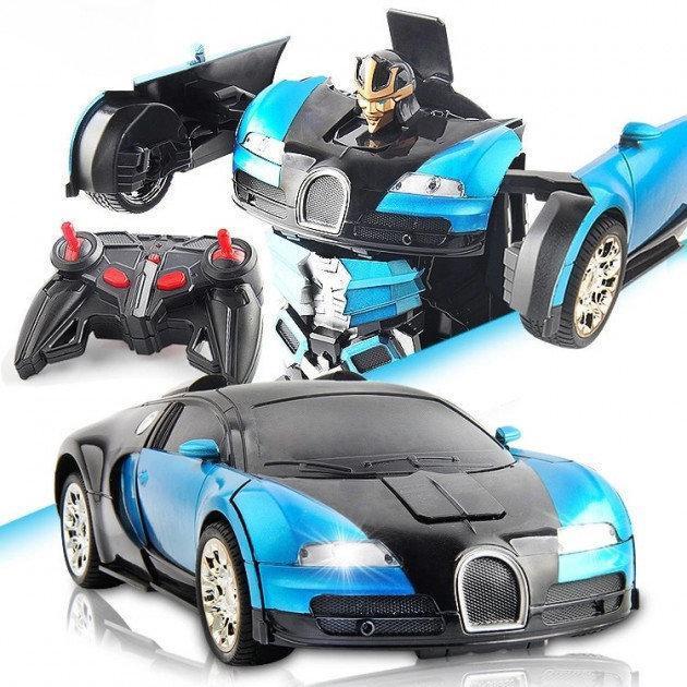 

Машинка Трансформер Bugatti Robot Car Size 18 СИНЯЯ радиоуправляемая машинка