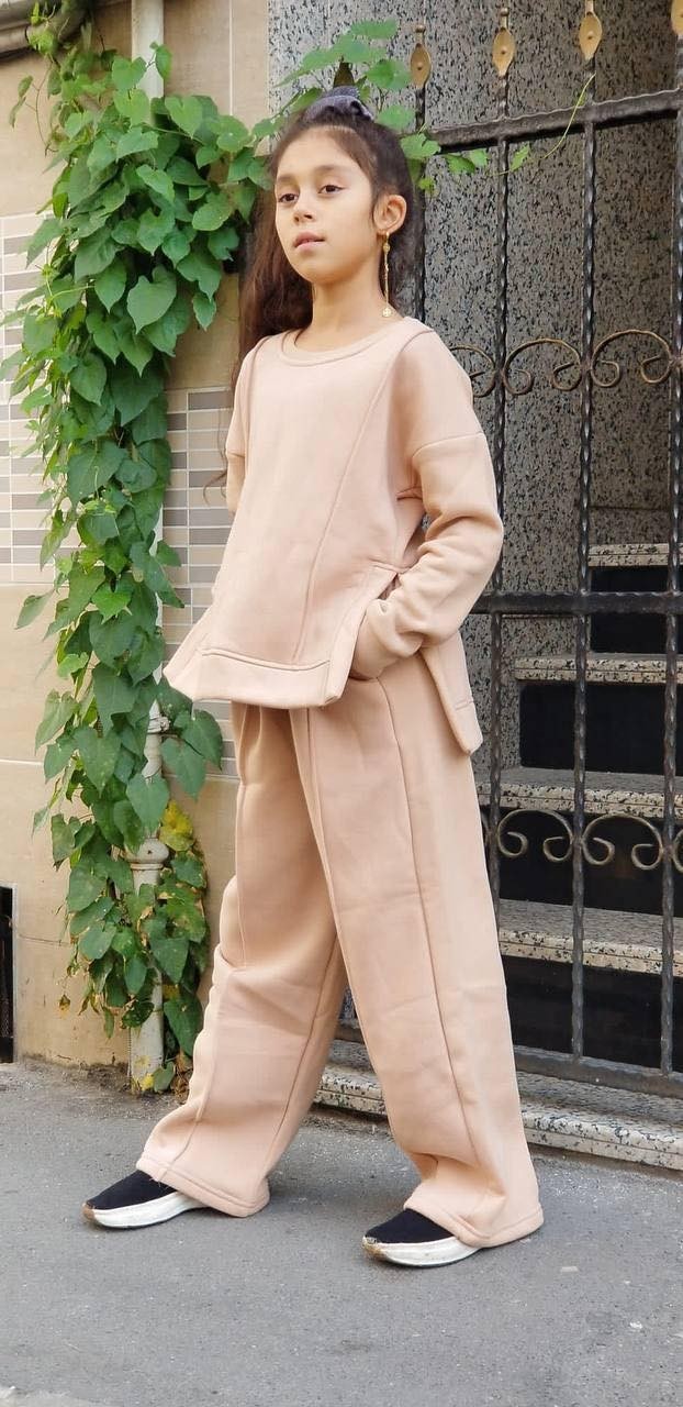

Теплый костюм для девочки Mini Moda Стайл 146 см. бежевый 3069