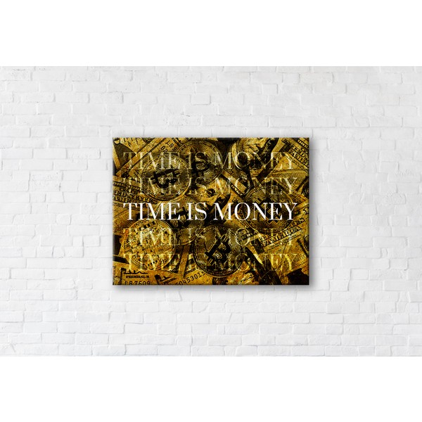 

Картина на холсте Time is money Gold 75x100см Franklin