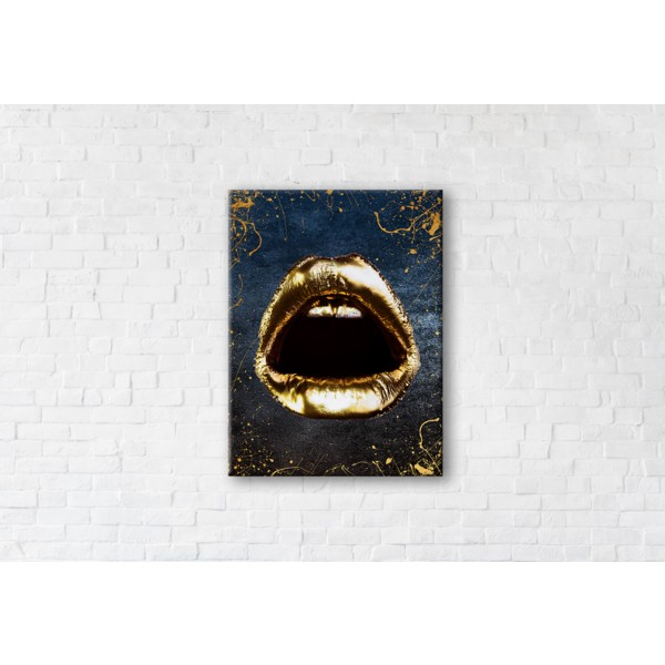 

Картина на холсте Golden Lips (Black Edition) 75x100см Franklin